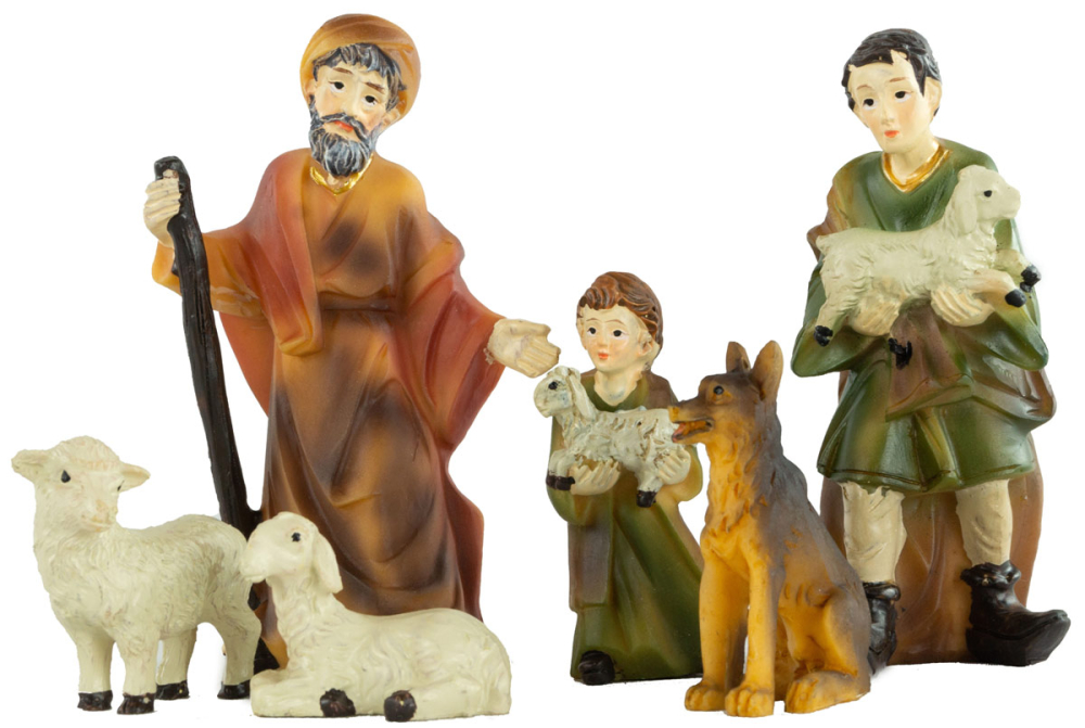 Festliche Weihnachtskrippe Aicha inkl. - 17 tlg. - Figurensatz ETA 1  - Maße Krippe ca. 69 x 29 x 34 cm